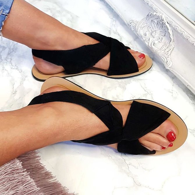 Andynzoe Women Summer Beach Shoes Strap Peep Toe Flat Sandals